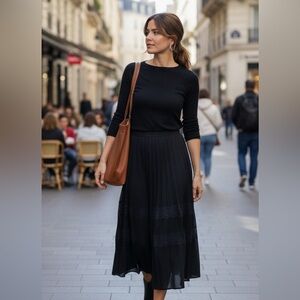 Reiss | Black Pleated Chelsea Midi Skirt